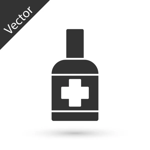 Grå Flaska Flytande Antibakteriell Tvål Med Dispenser Ikon Isolerad Vit — Stock vektor