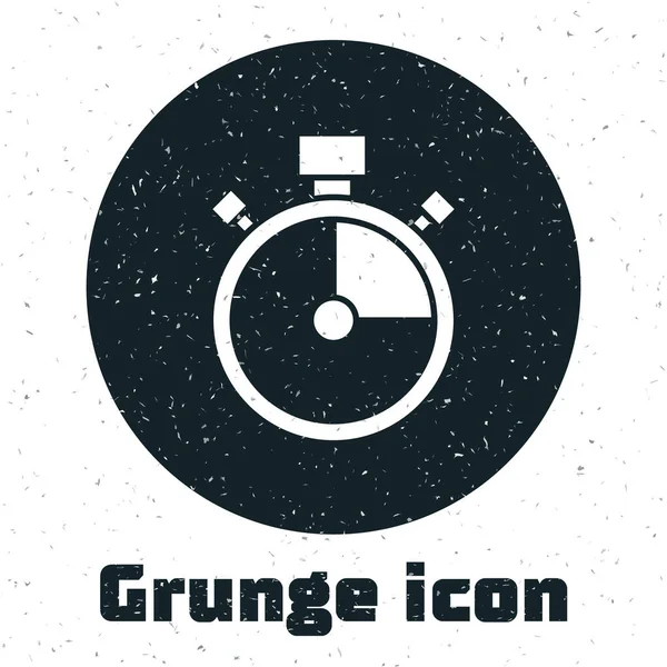 Grunge Stopwatch Symbol Isoliert Auf Weißem Hintergrund Zeitzeichen Chronometerzeichen Monochrome — Stockvektor