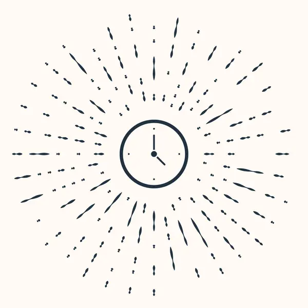 ベージュの背景にグレーの時計アイコンを隔離 時間の象徴だ 抽象円のランダムなドット ベクトル — ストックベクタ