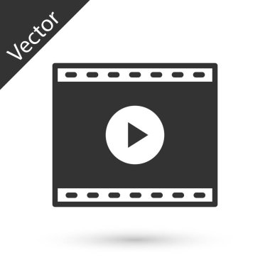 Gri Online video oynatma simgesi beyaz arkaplanda izole edildi. Oyun işaretli film şeridi. Vektör.
