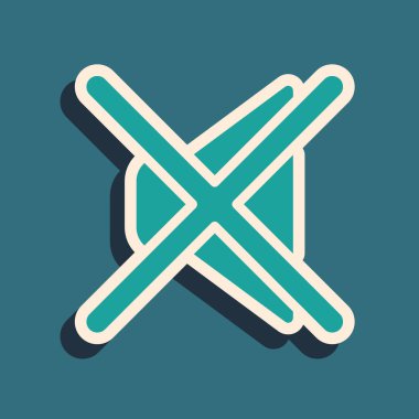 Yeşil Hoparlör sessiz simgesi yeşil arkaplanda izole edildi. Ses simgesi yok. Ses Kapalı sembolü. Uzun gölge tarzı. Vektör.