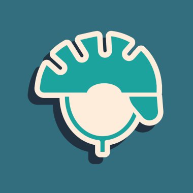 Yeşil arka planda yeşil bisiklet başlığı simgesi izole edildi. Olağanüstü bir spor. Spor malzemeleri. Uzun gölge tarzı. Vektör.