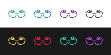 Gözlük simgesini siyah beyaz arkaplanda izole et. Gözlük çerçevesi sembolü. Vektör.