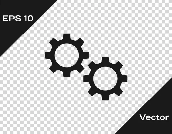 Icono Engranaje Negro Aislado Sobre Fondo Transparente Señal Configuración Del — Vector de stock