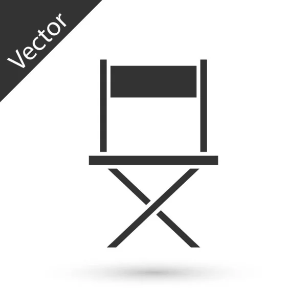 Icono Silla Cine Grey Director Aislado Sobre Fondo Blanco Industria — Vector de stock