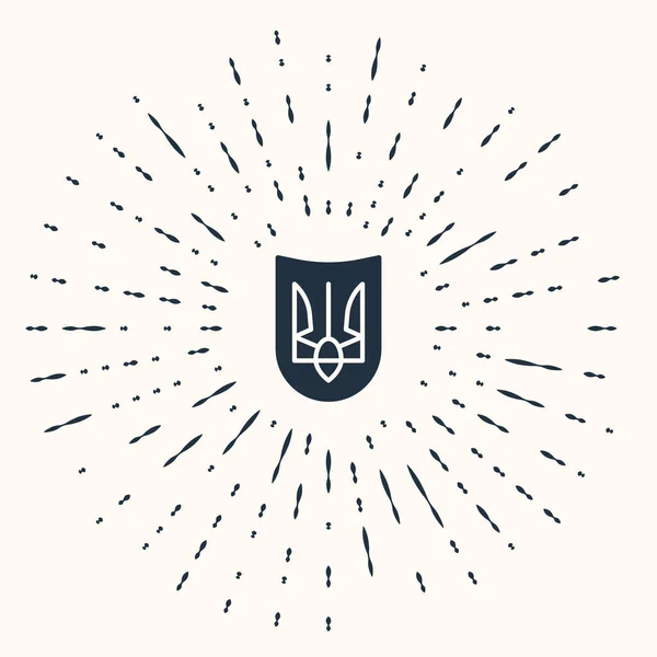 Grå National Emblem Ukraina Ikon Isolerad Beige Bakgrund Ukrainska Treudd — Stock vektor