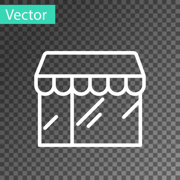 Linha Branca Edifício Compras Ícone Loja Mercado Isolado Fundo Transparente — Vetor de Stock