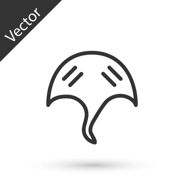 Línea Gris Ícono Stingray Aislado Sobre Fondo Blanco Vector — Vector de stock