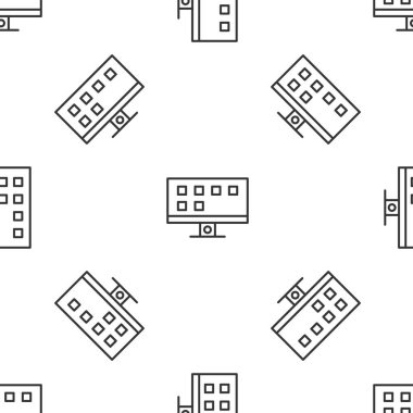 Siyah Akıllı TV simgesi beyaz arkaplanda izole edildi. Televizyon tabelası. Sarı kare düğme. Vektör.