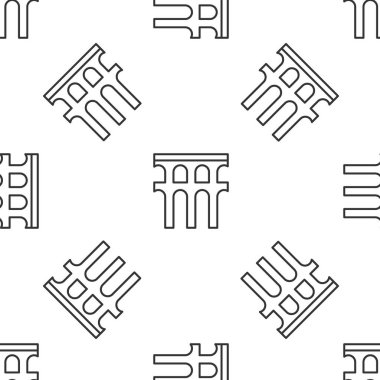 Segovia 'nın gri çizgi su kemeri, İspanya ikonu beyaz arka planda izole edilmiş pürüzsüz desen. Roma su kemeri binası. İspanya 'nın ulusal sembolü. Vektör.