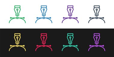 Çeşme kalem ucu simgesini siyah ve beyaz arkaplanda izole et. Kalem aleti işareti. Vektör.