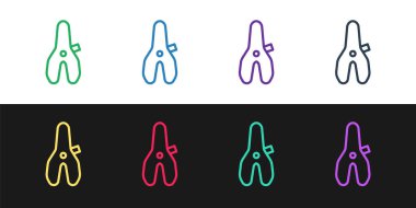 Siyah ve beyaz arkaplanda izole edilmiş bisiklet koltuğu simgesini ayarla. Bisiklet eyeri. Vektör.