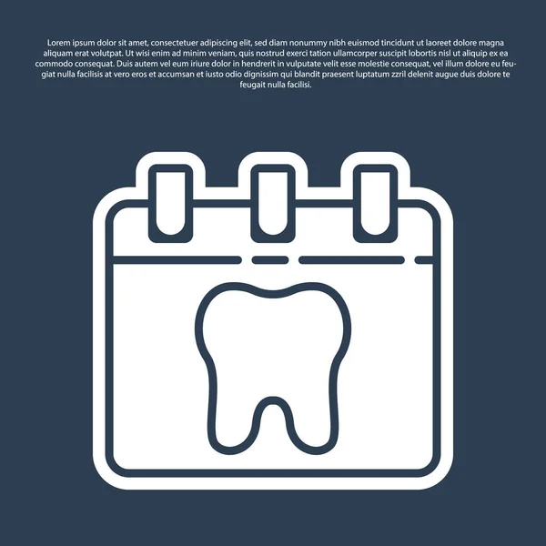青い背景に歯のアイコンが隔離されたブルーラインカレンダー 国際歯科医師の日 3月6日 3月の祝日カレンダー ベクトル — ストックベクタ
