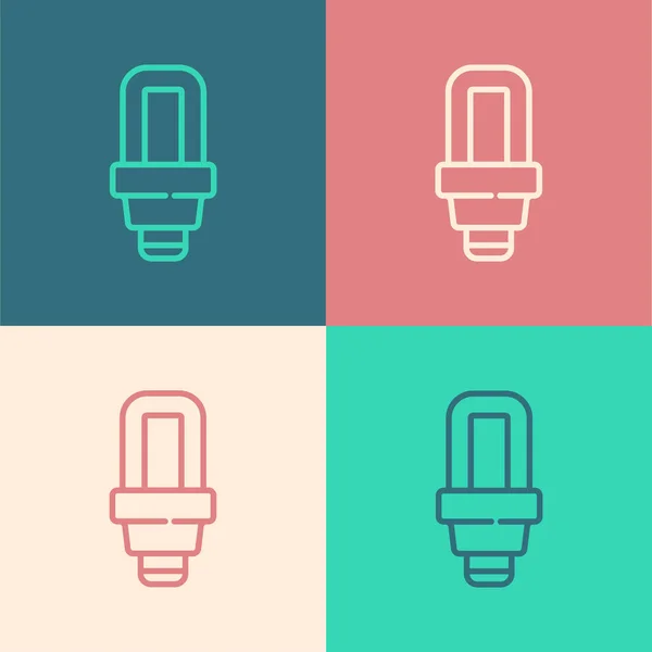 Pop Art Line Led Light Bulb Icon Isolated Color Background — Stock Vector