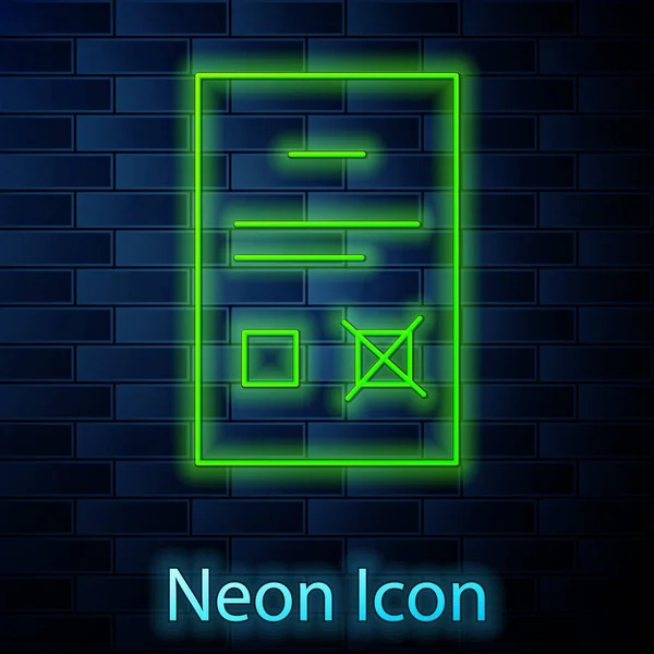 Glowing Neon Line Poll Document Icon 배경에 Vector — 스톡 벡터