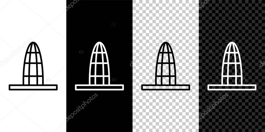 Set line Agbar tower icon isolated on black and white background. Barcelona, Spain.  Vector.