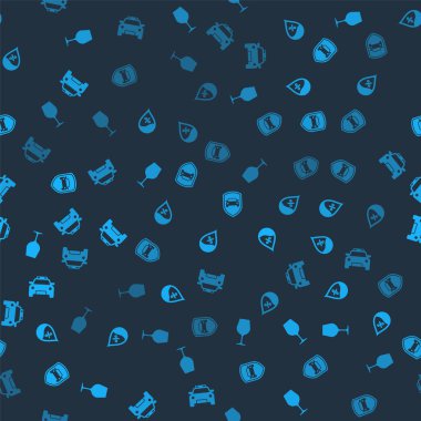 Şarap kadehini, su damlası yüzdesini, araba korumasını ya da sigortasını ve polis arabasını ve teşhirciyi kusursuz şekilde ayarla. Vektör.