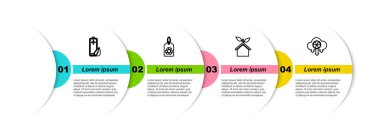 Eko doğa yaprak ve bataryasını, geri dönüşümlü etiketi, dost evi ve asit yağmuru radyoaktif bulutunu ayarla. Ticari bilgi şablonu. Vektör.