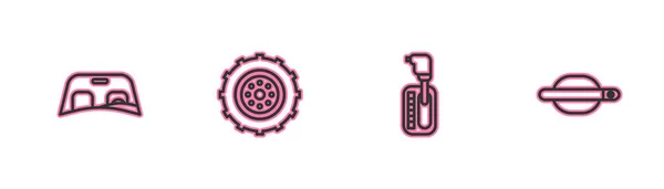 Ветровое Стекло Автомобиля Шильдик Gear Значок Ручки Колеса Двери Вектор — стоковый вектор