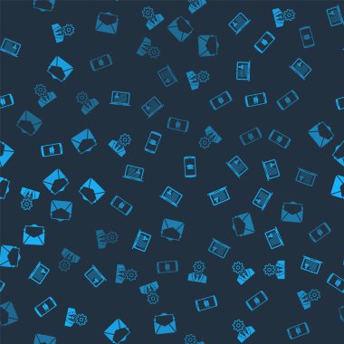 Head 'i teçhizatlı ayarla, dizüstü bilgisayarın özgeçmişi, cep telefonu ve e-postada mezuniyet şapkası ve e-postalar kusursuz desenli. Vektör.