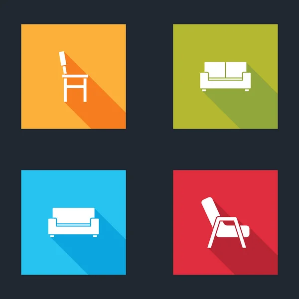Set Chair Sofa Armchair Icon Vector — Stock Vector