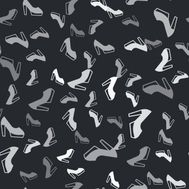 Yüksek topuklu gri kadın ayakkabısı siyah arka planda izole edilmiş. Vektör.