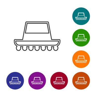 Siyah çizgi geleneksel İspanyol şapka simgesi beyaz arka planda izole edildi. Simgeleri renk daire düğmelerine ayarla. Vektör.