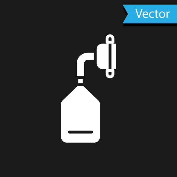 Ícone Máscara Oxigênio Médica Branca Isolado Fundo Preto Ilustração Vetorial — Vetor de Stock