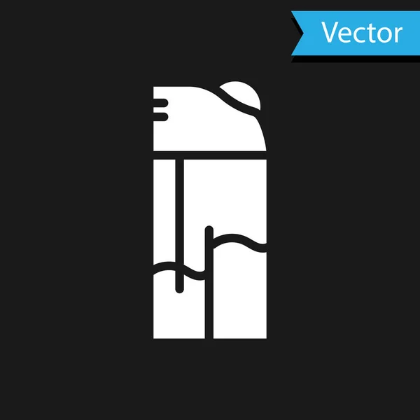 Weißes Feuerzeugsymbol Isoliert Auf Schwarzem Hintergrund Vektor — Stockvektor