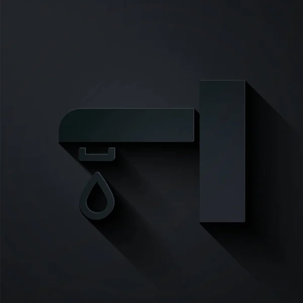 Иконка Крана Воды Вырезана Черном Фоне Бумажный Стиль Вектор — стоковый вектор