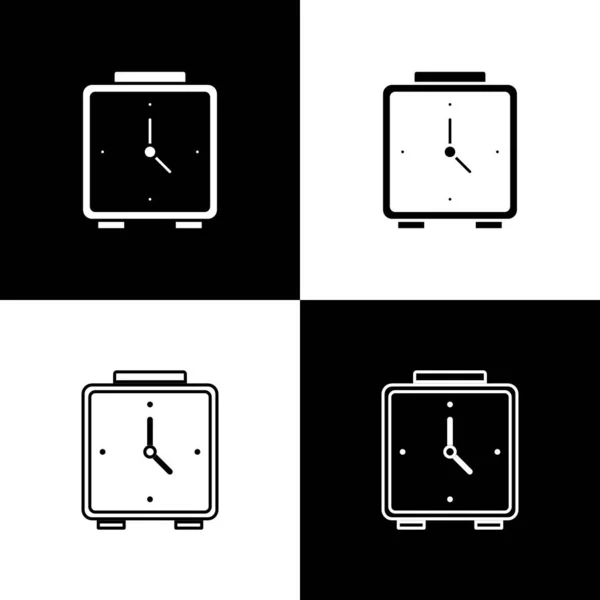 Establecer Icono Reloj Despertador Aislado Sobre Fondo Blanco Negro Despierta — Archivo Imágenes Vectoriales