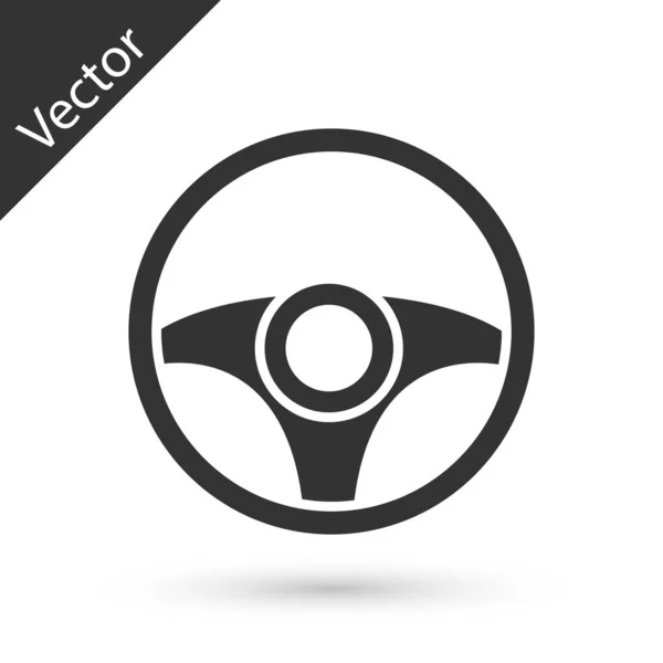 Grey Steering Wheel Icon Isolated White Background Car Wheel Icon — Stock Vector