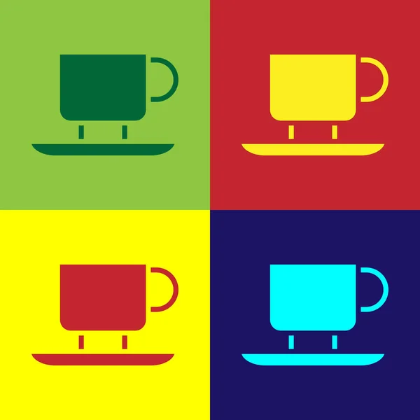 Pop Art Coffee Cup Icon Isolated Color Background Tea Cup — Stock Vector