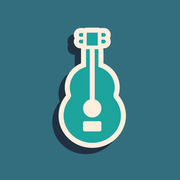 Icono Guitarra Española Verde Aislado Sobre Fondo Verde Guitarra Acústica — Vector de stock