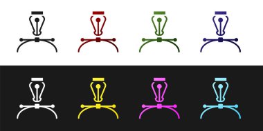 Çeşme ucu simgesini siyah ve beyaz arkaplanda izole et. Kalem aleti işareti. Vektör.