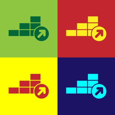 Pop Art Finansal büyüme simgesi renk arkaplanında izole edildi. Gelirleri arttırıyorum. Vektör.