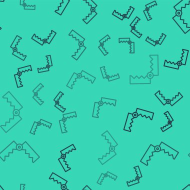 Siyah çizgi tuzak avlama ikonu yeşil arka planda izole edilmiş pürüzsüz desen. Vektör.