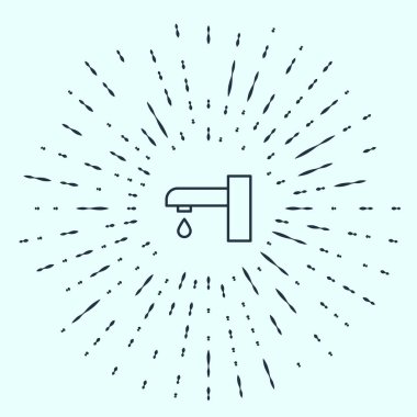 Yeşil su musluğu simgesi yeşil arkaplanda izole edildi. Uzun gölge tarzı. Vektör.