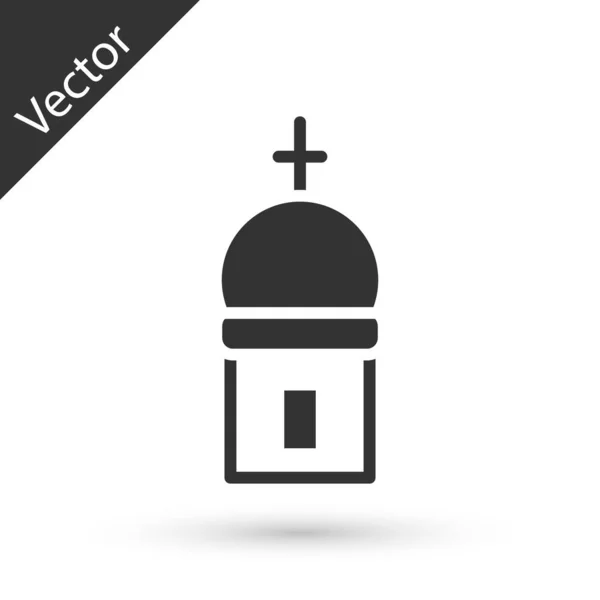 Icono Torre Iglesia Cristiana Gris Aislado Sobre Fondo Blanco Religión — Vector de stock