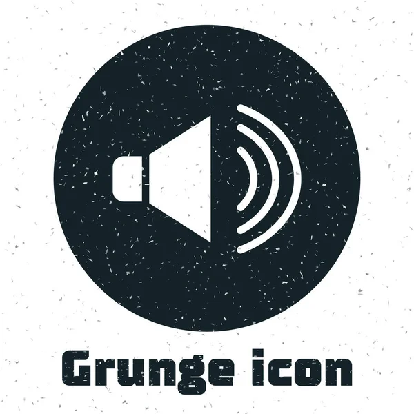 Grunge Speaker Volume Audio Voice Sound Symbool Media Muziek Pictogram — Stockvector