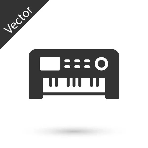 Icône Synthétiseur Musique Gris Isolé Sur Fond Blanc Piano Électronique — Image vectorielle