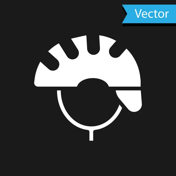 Icono Del Casco Bicicleta Blanco Aislado Sobre Fondo Negro Deporte — Vector de stock