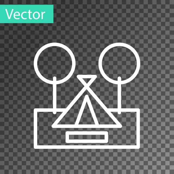 Línea Blanca Icono Carpa Turística Aislado Sobre Fondo Transparente Símbolo — Vector de stock