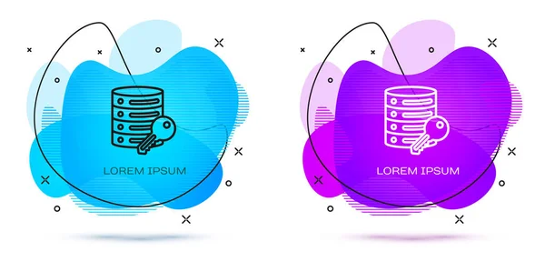 Line Server Sicherheit Mit Schlüsselsymbol Isoliert Auf Weißem Hintergrund Sicherheit — Stockvektor