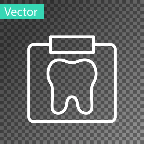 Weiße Linie Röntgenbild Des Zahnsymbols Isoliert Auf Transparentem Hintergrund Zahnröntgen — Stockvektor