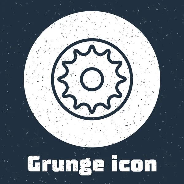 Grunge Line Chakra Ikone Isoliert Auf Grauem Hintergrund Monochrome Vintage — Stockvektor