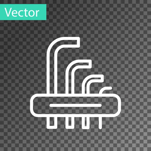 Línea Blanca Herramienta Allen Keys Icono Aislado Sobre Fondo Transparente — Vector de stock