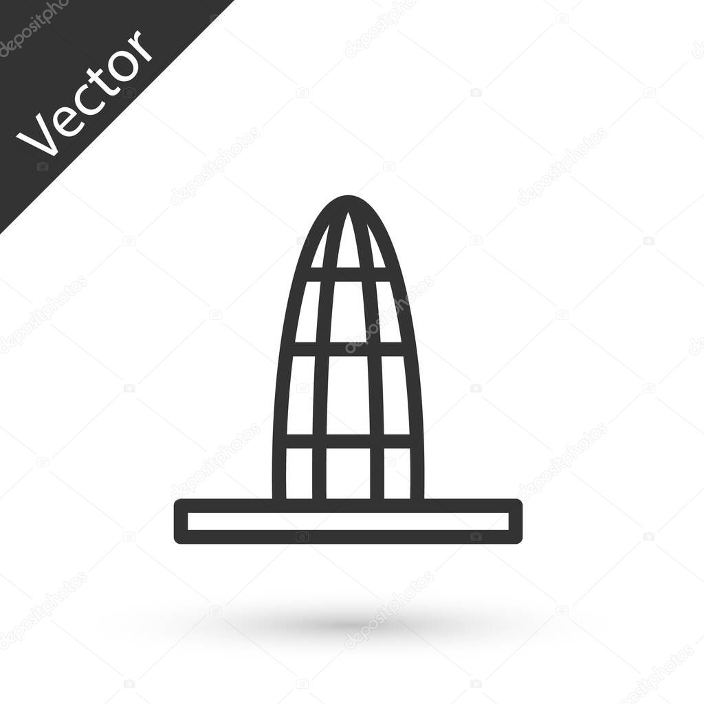 Grey line Agbar tower icon isolated on white background. Barcelona, Spain.  Vector.