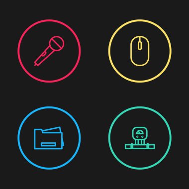 Satır Yazıcı, Akıllı Sensör, Bilgisayar faresi ve Mikrofon simgesini ayarla. Vektör