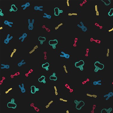 Dişçi pensesini, implantı, diş fırçasını ve kusursuz deseni ayarla. Vektör